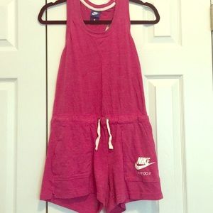 Drawstring pink nike romper
